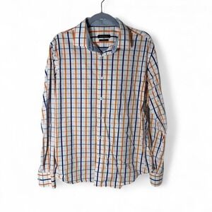 Bugatchi multicoloured checkered button up shirt shaped fit Large #preppy